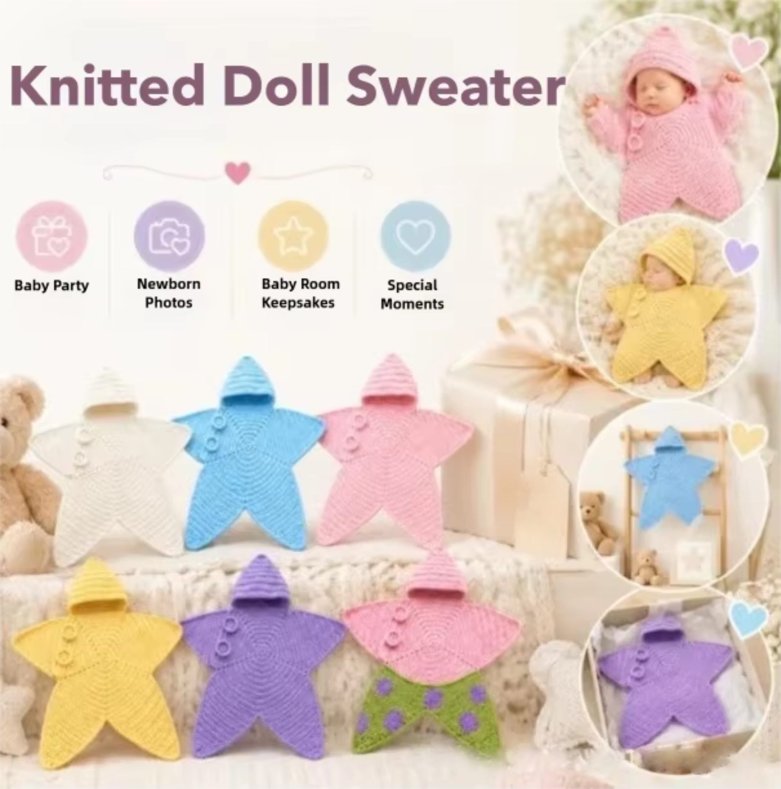 Baby Sleep Sack - ผ้าห่อตัวเด็ก ผ้าถักลายปลาดาว เสื้อถักลายตุ๊กตา เสื้อถักลายปลาซีล ผ้าห่มนอนสบายสำหรับตกแต่งช่วงเทศกาลคริสต์มาส