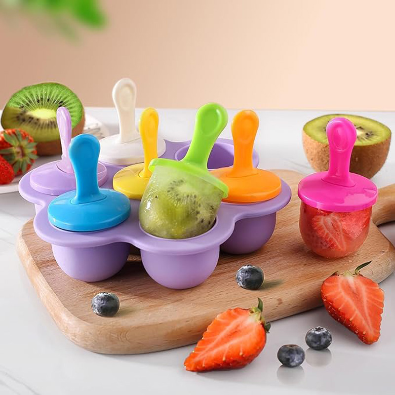 Baby Products Cream - แม่พิมพ์ซิลิโคนทำไอศกรีมแบบแท่ง 7 หลุม 1 ชิ้น อุปกรณ์ทำไอศกรีมบอล