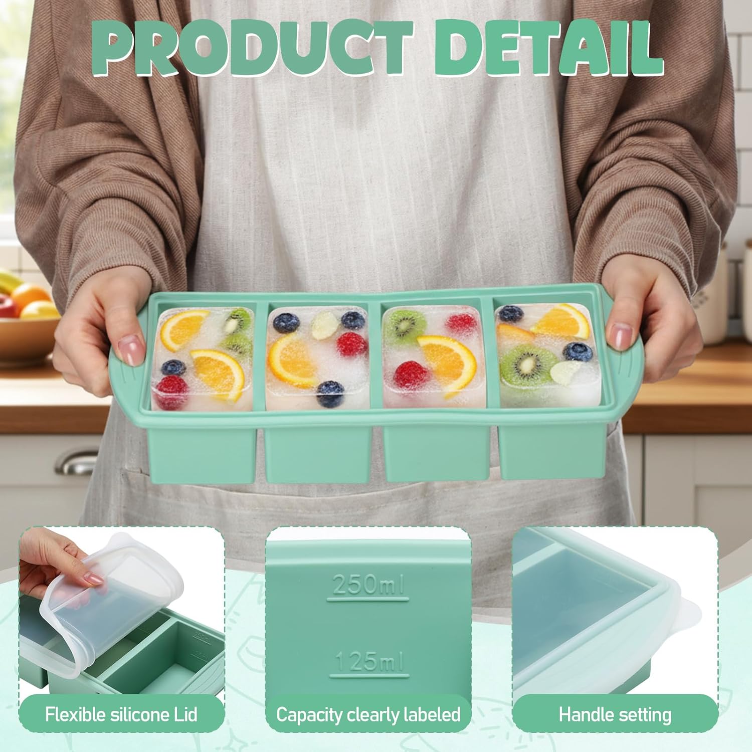 ถาดซิลิโคนสำหรับแช่แข็งพร้อมฝา - Baby Products Cream บทวิจารณ์และราคา