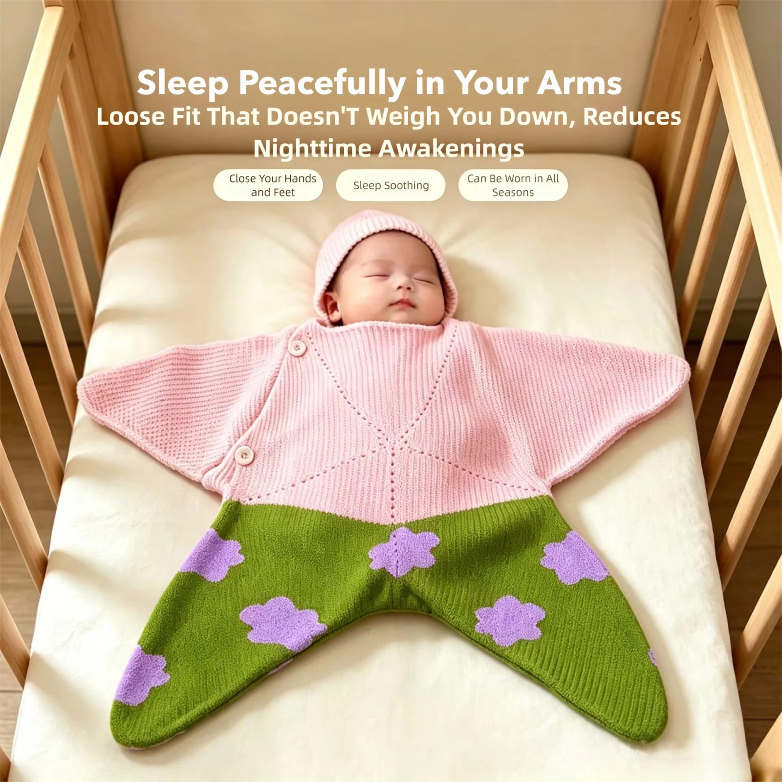 ผ้าห่อตัวเด็ก ผ้าถักลายปลาดาว  - Baby Sleep Sack บทวิจารณ์และราคา
